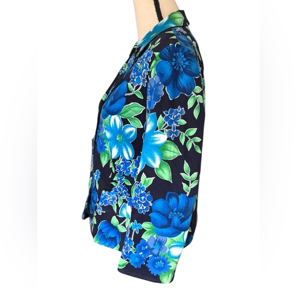 Tahari-Floral cotton blazer Arthur S. Levine. Size 12 lined, 3/4 sleeve EUC! - Picture 9 of 15